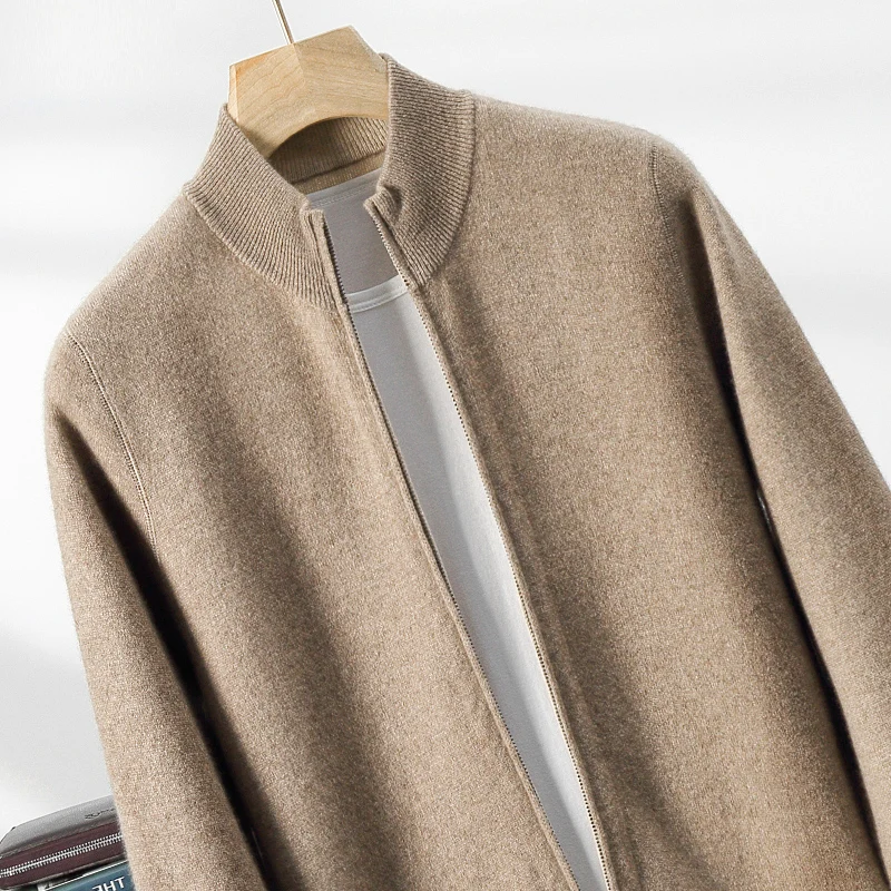 New 100% Cashmere Double‑Layer Reversible Men's Knit Cardigan Autumn Winter Thick Lightweight Cozy Warm Breathable Sweater Coat