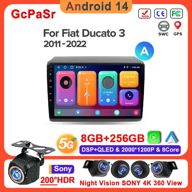 Android 14 For Fiat Ducato 3 2011 - 2022 For Peugeot Boxer 2 2011 - 2022 For Citroen Jumper 2 2011 - 2022 Multimedia Car Radio