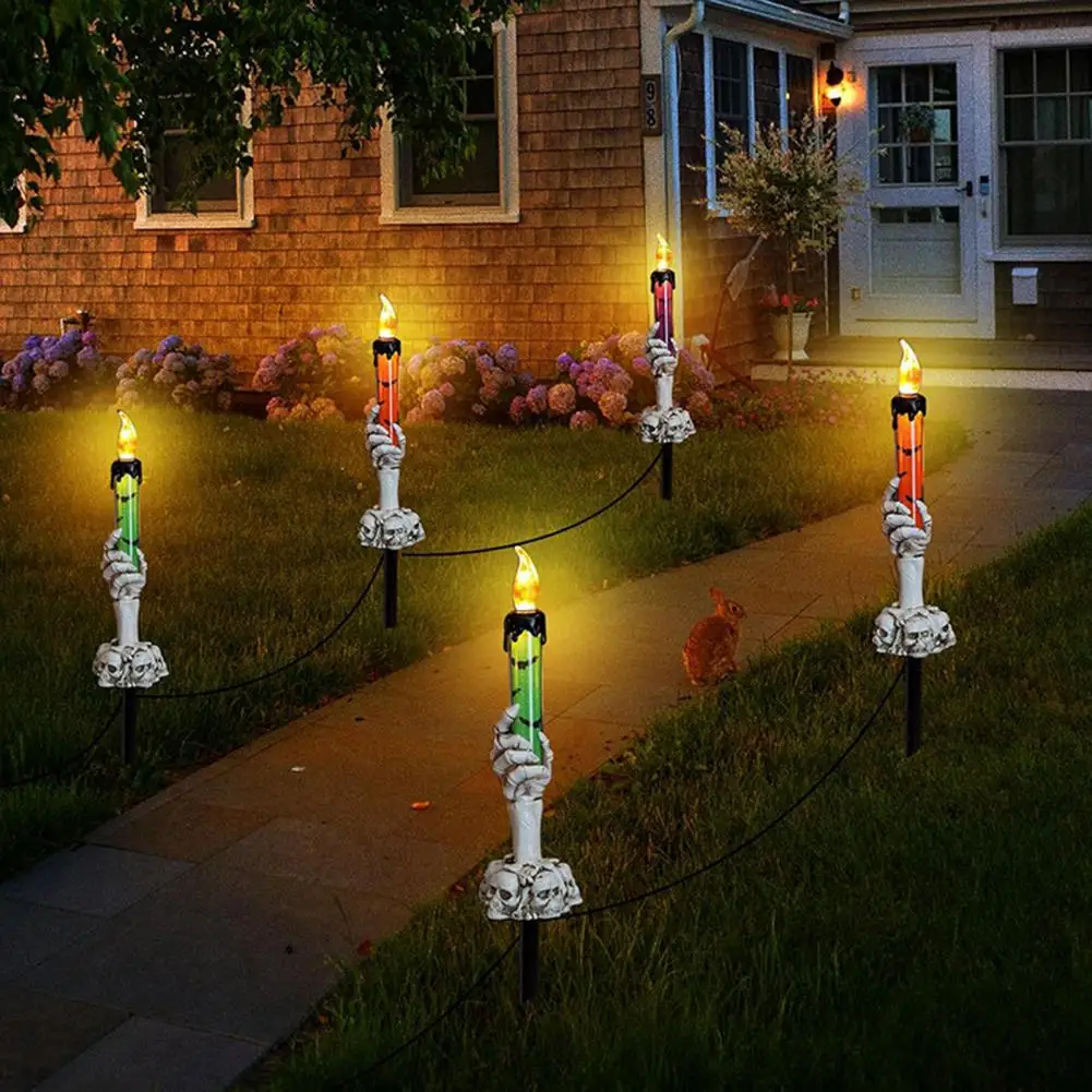 Zewnętrzne lampki na Halloween, wodoodporne solarne lampki do ogrodu w kształcie choinki, dyni, na szpikulec, dekoracje Święty Mikołaj, kruk, czaszka, panda.
