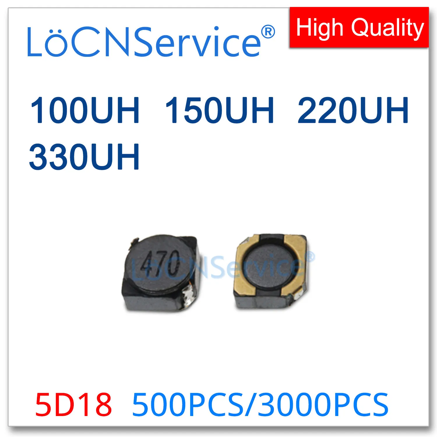 

LoCNService 500PCS 3000PCS 5D18 5.7*5.7*2.2mm SMD 100UH 150UH 220UH 330UH SMT Shielded Power Inductors