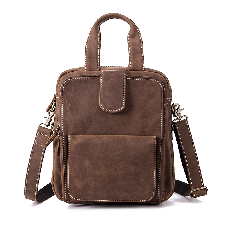 Real Crazy Horse Leather Design Shoulder Messenger bag Cowhide Cross-body Bag 10