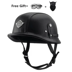 Casque de moto en cuir demi-visage de style allemand, unique, 4 types, M, L, XL, vintage, CE