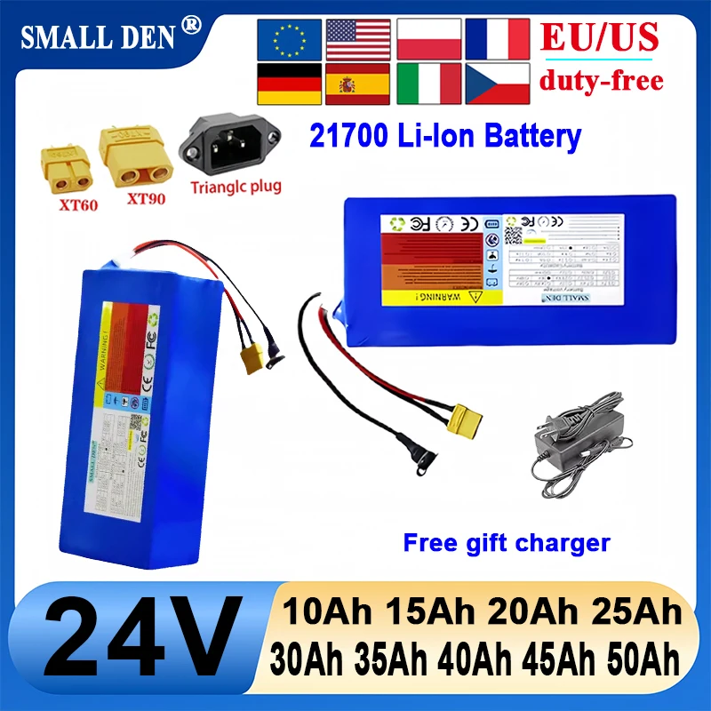

21700 24V 10Ah 15Ah 20Ah 25Ah 30Ah 35Ah 40Ah 45Ah50Ah Li-ion battery pack Built in BMS 1000W High Power For E-scooter motorcycle