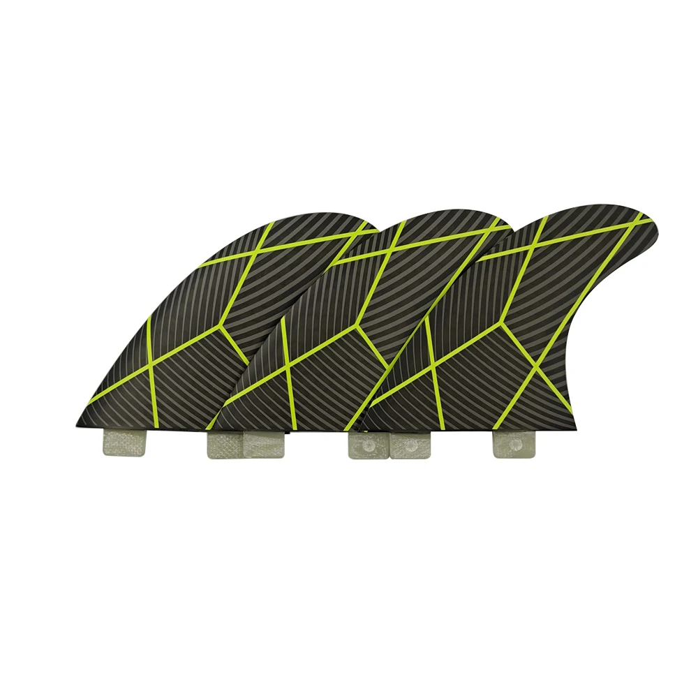 

SurfBoard UPSURF FCS Black Color Size M Surf Fins Tri-fin Set Fiberglass Honeycomb Double Tabs Fin Sup Accessories