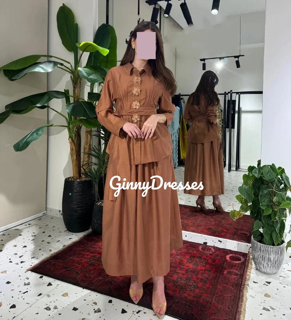 

فساتين سهرة Customize A-Line V-Neck Floor-Length Flowers Dresses For Prom Tulle Zipper Up Long Sleeves Elegant And Pretty Women'