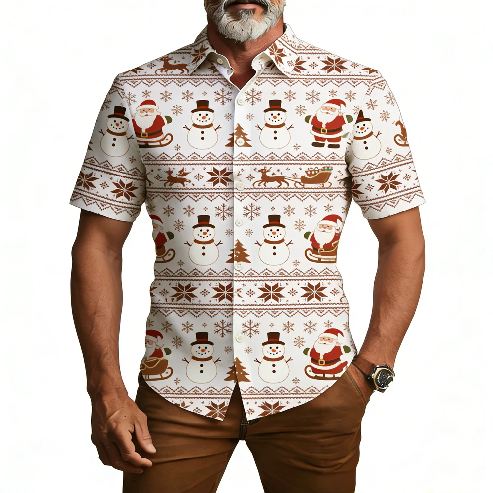 

2026 Men's Funny Christmas Sock Gift Box 3D Printed Shirt Hawaiian Casual Shirt Outdoor Party Clothes Men's Top New Year for You