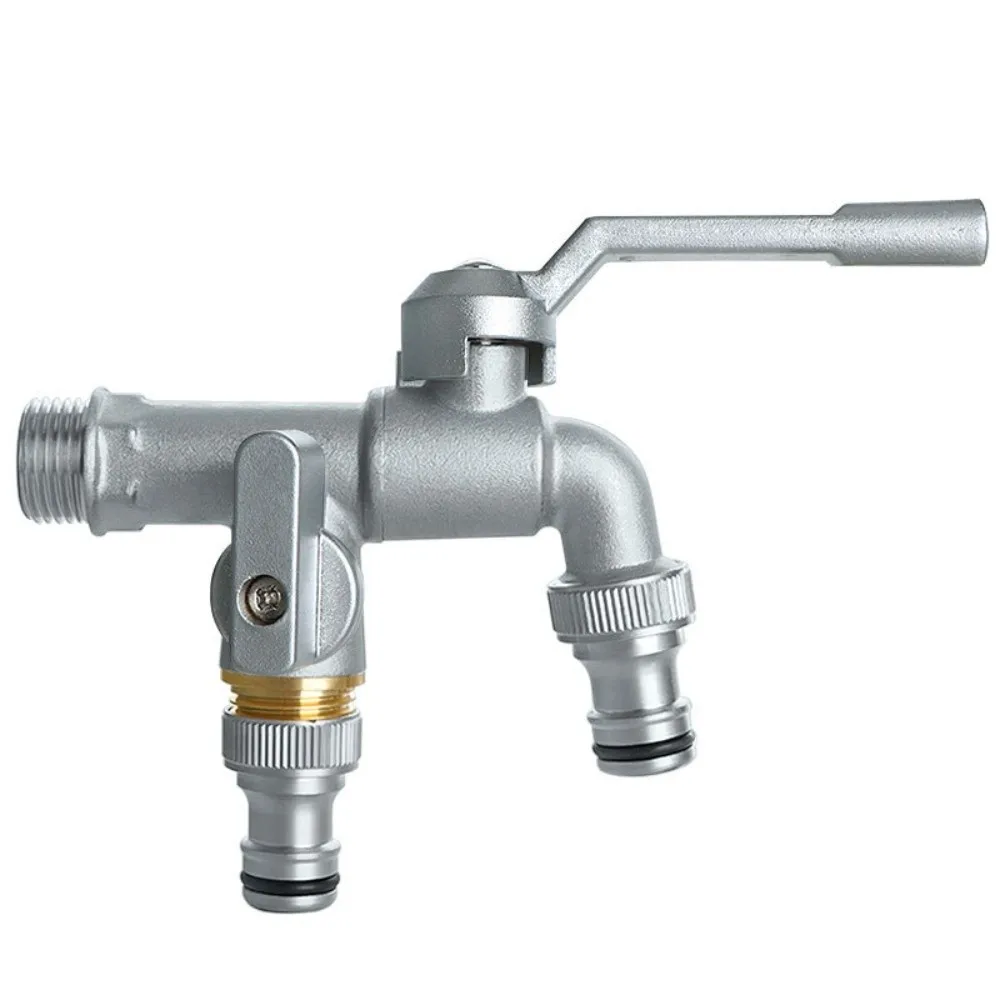 

Anti-freezing All-copper Faucet One Inlet and Two Outlets Dual Water Outlets Brass Faucet Adapter Durable 1/2inch