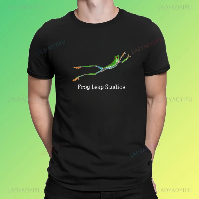 Frog Jump Studio Chic cartoon print fashion street wear Harajuku trend casual summer men's and women's universal T-shirt