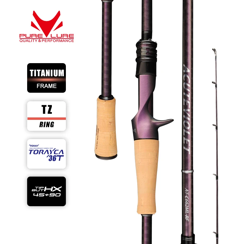 purelure acuteviolet fast action rod tz ring titanium frame spinning e casting bass pike e catfish perch 6ft regular 01