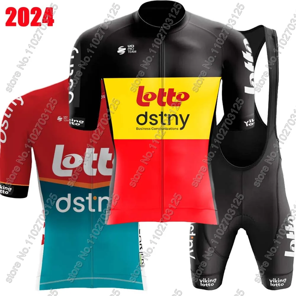 Suit 2024 Lotto Dstny Team Cycling Jersey Set Belgium Mens Clothing Road Bike Shirts Bicycle Bib Shorts MTB Ropa Maillot