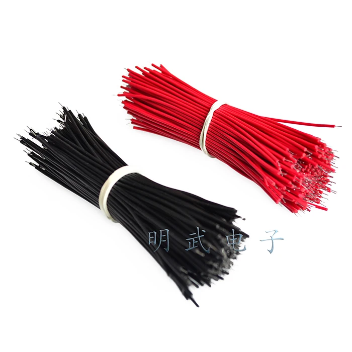 Double-ended Tinned 5/0.8 wire, Thin wire, 100MM Welding wire, Connecting wire, Jumper wire, Black And red, 50PCS Each Colour