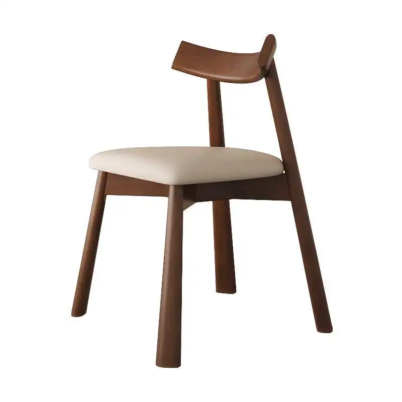 

#Modern Eco-Friendly Light Customized Color PU Leather Cushion Dining Chair Wooden Frame Curved Long Strip Home Office Villa