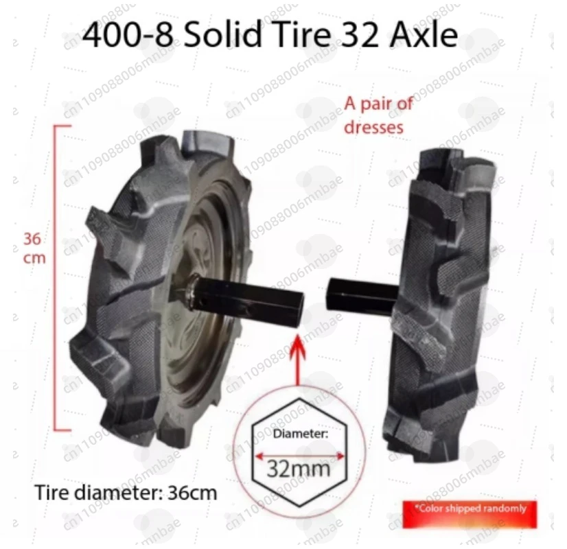 1 Pair, Micro-tiller Solid Tire 400-8 Solid Tire 32 Axle Floor-turning and Scarifier Accessories
