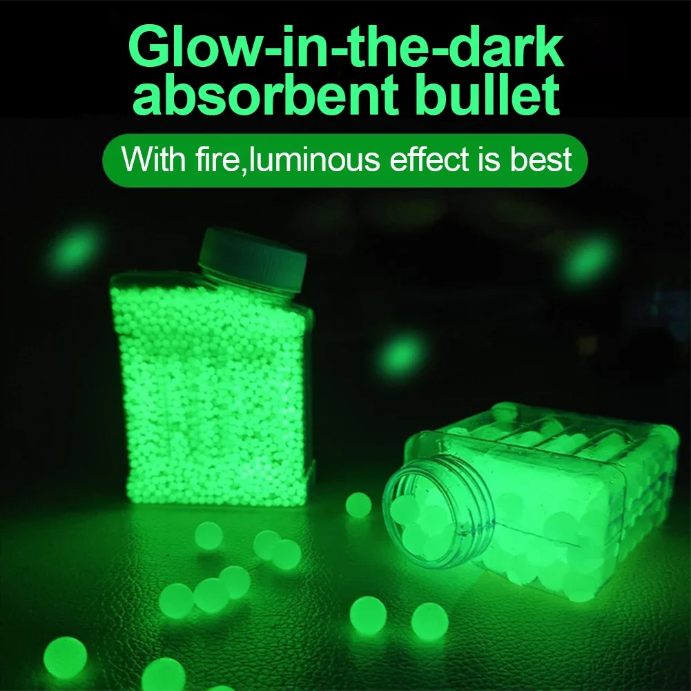 Perline d'acqua luminose proiettili Blaster Glow in The Dark pistola a sfera in Gel munizioni Growing Splatrball sfera di cristallo verde per la decorazione del vaso fai da te