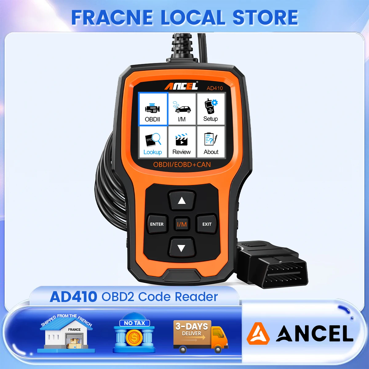 Lecteur de Code de Scanner ANCEL AD410 OBD2 pour vérifier la lumière du moteur, Scanner automobile OBD2, diagnostic des défauts, outil de numérisation OBD2 pour tous les OBDII