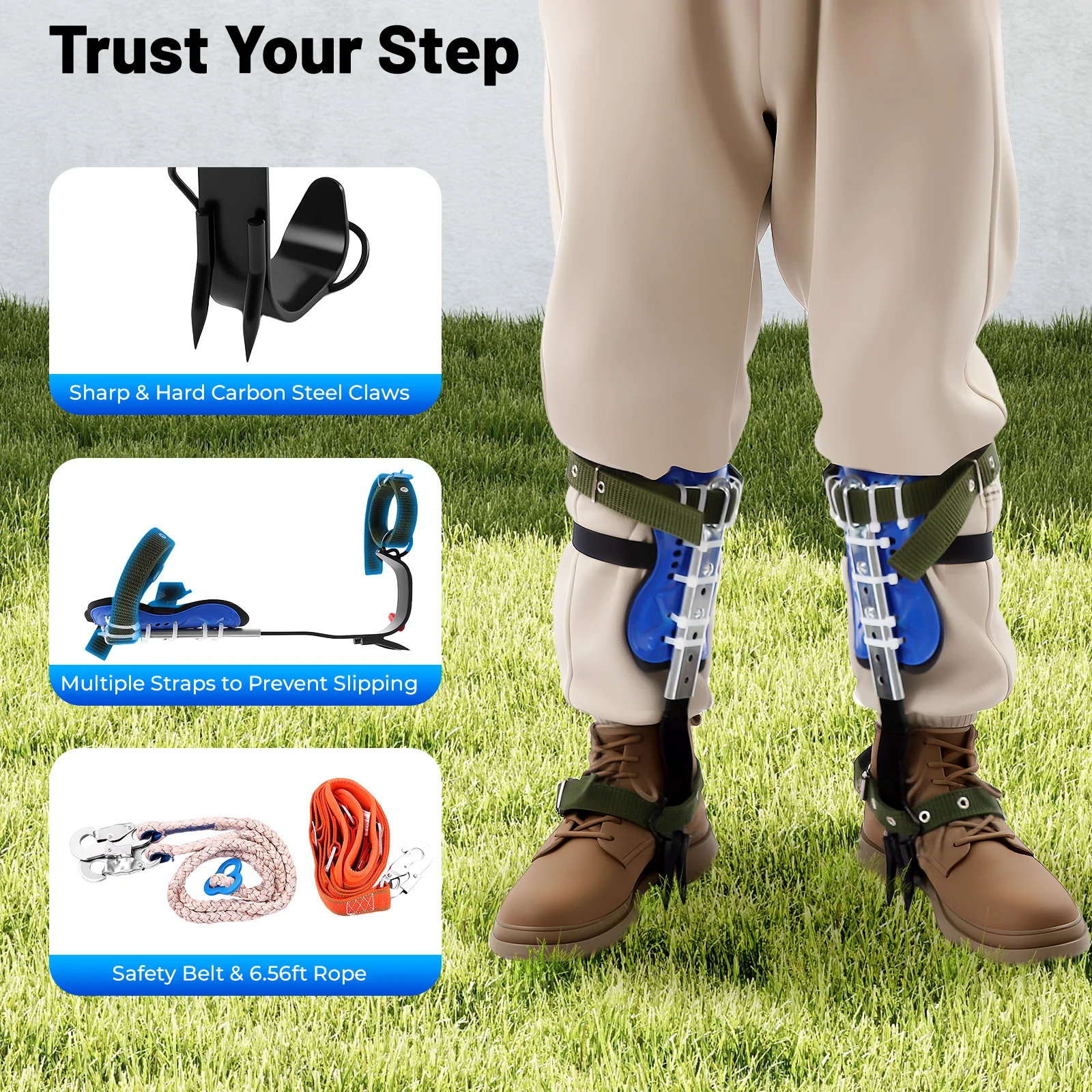 クライミングピトン、ツリークライミングギア、調整可能なクライ - Harness Climbing Adjustable のレビューと価格