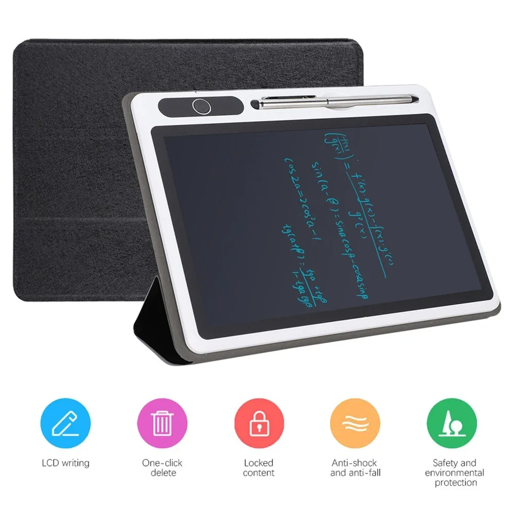 

Black LCD Writing Tablet with Leather Sleeve Small Handwriting Pad Light-Powered Lightweight Electronic Board Office Note Taking