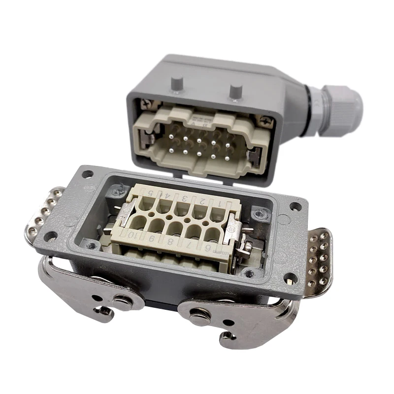 Heavy Duty Connectors HDC-HE-010-1/2/3/4 F/M 10pin 16A Screw connection Industrial rectangular Connector plug