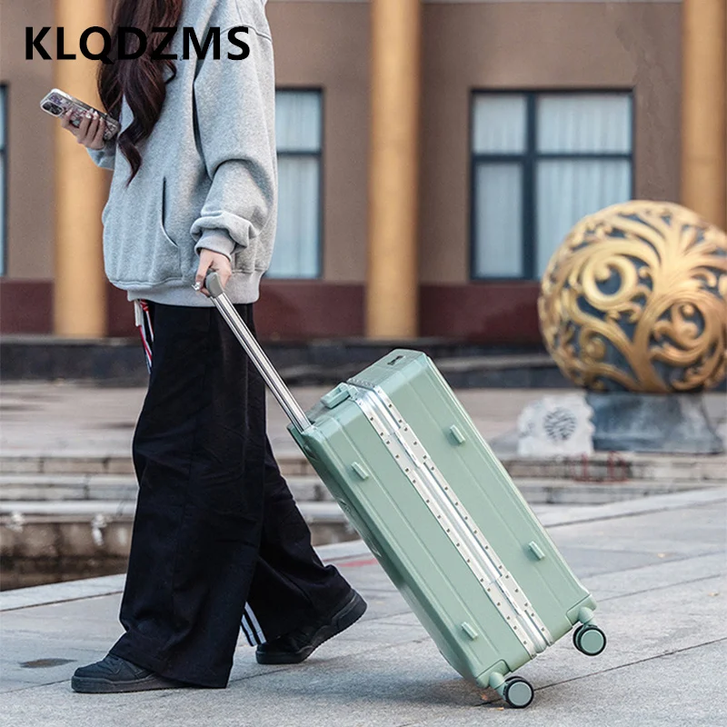 KLQDZMS Laptop Luggage Front Opening Boarding Case Aluminum Frame Trolley Case Multifunctional 20