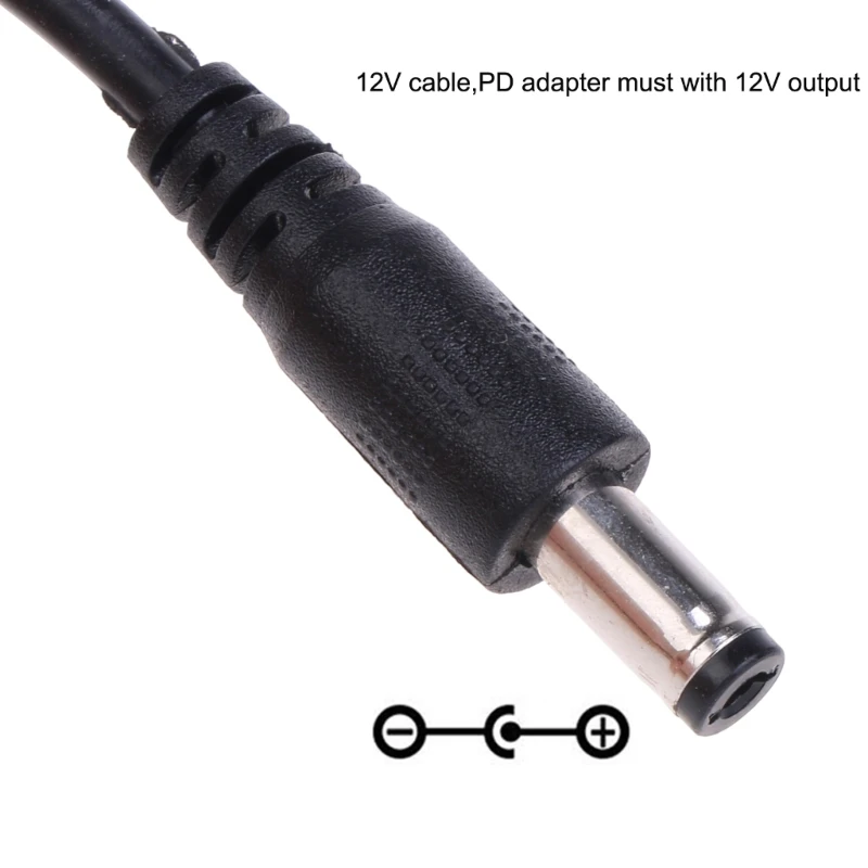 12V Output Power Cord USB C Input with Multiple Adapter Tip for Various Electronic Devices Speakers Fan Routers 83CF