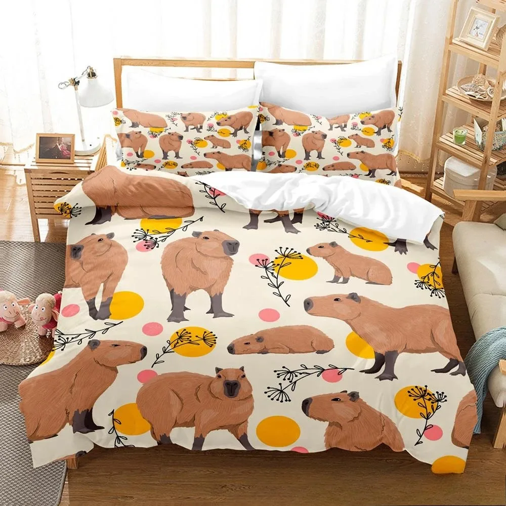 

Kawaii Capybaras Bedding Set Single Twin Full Queen King Size Bed Set Aldult Kid Bedroom Duvetcover Sets 3D bed cover set