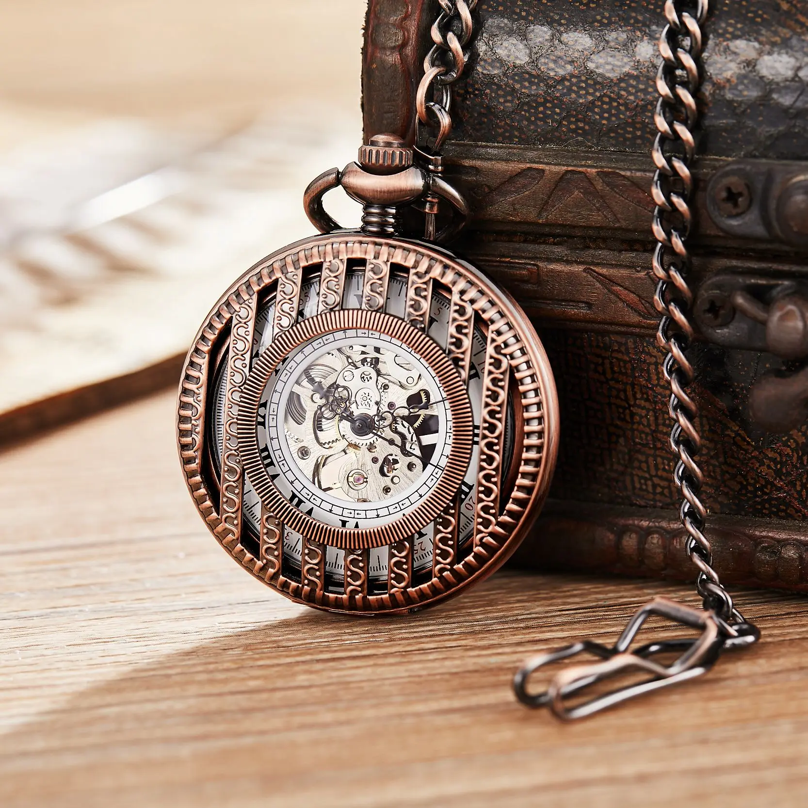 Top Vintage Antique Stripe Mechanical Hollow Skeleton Pocket Watch Round Dial Antique Pendant Clock Retro Gifts Men Women 2025