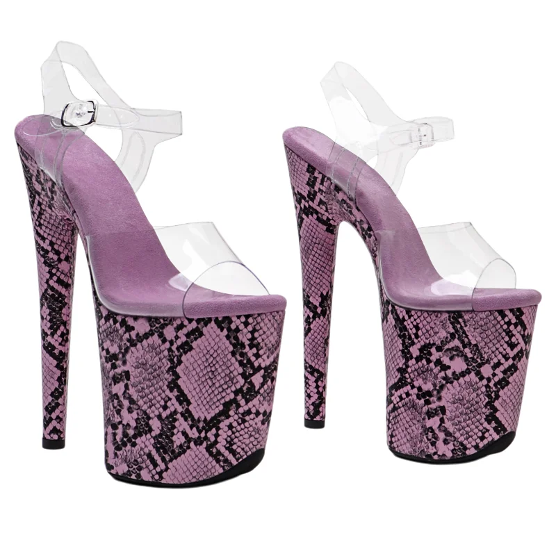 Leecabe 8Inch/20cm Clear PVC Upper Snake Cover Platform High Heels Party Sandals Stripper Heel Pole Dance Shoes