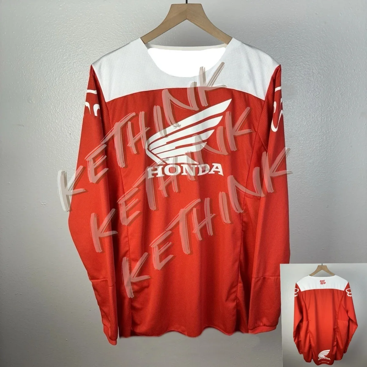 Y2K سباق هوندا موتوكروس جيرسي كم طويل تي شيرت خمر الجرونج ، قميص ركوب تنفس للدراجة الترابية وسباق الجبال #1