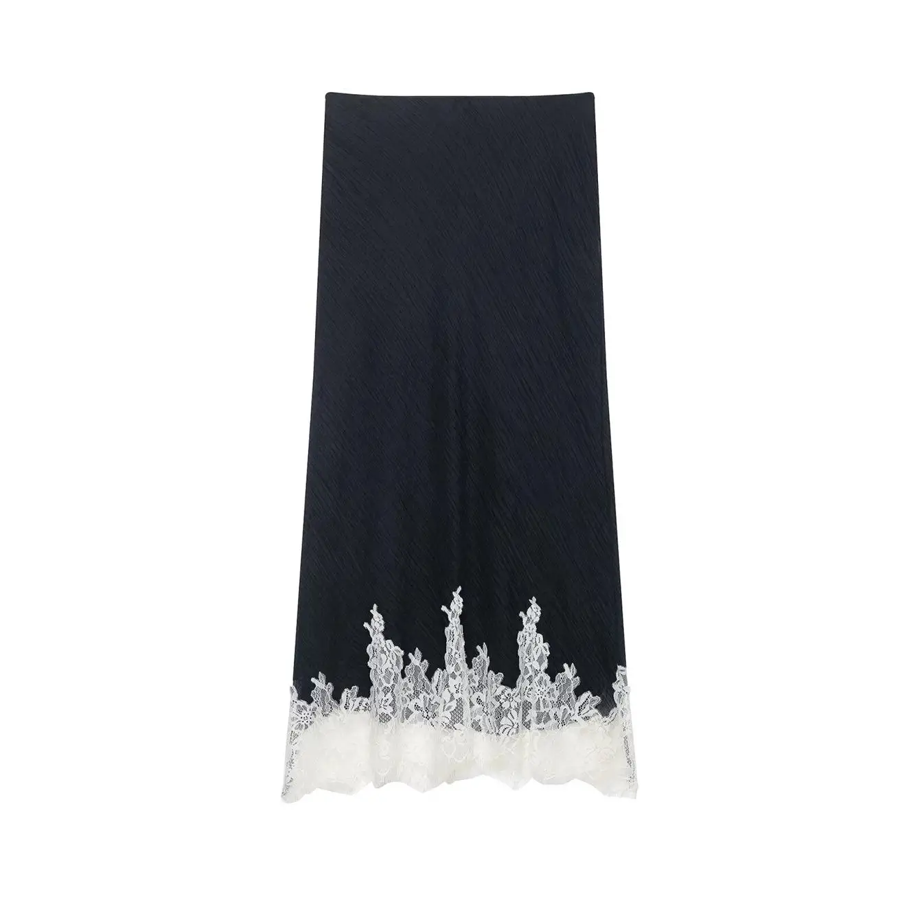 Neues Damen 2-Teiliges Set Spitzen-Patchwork Einfarbig Schlankes Bodycon Street-Style Ärmelloses Oberteil und Midi-Rock Eleganter Schicker Anzug für Frauen – Detail 12