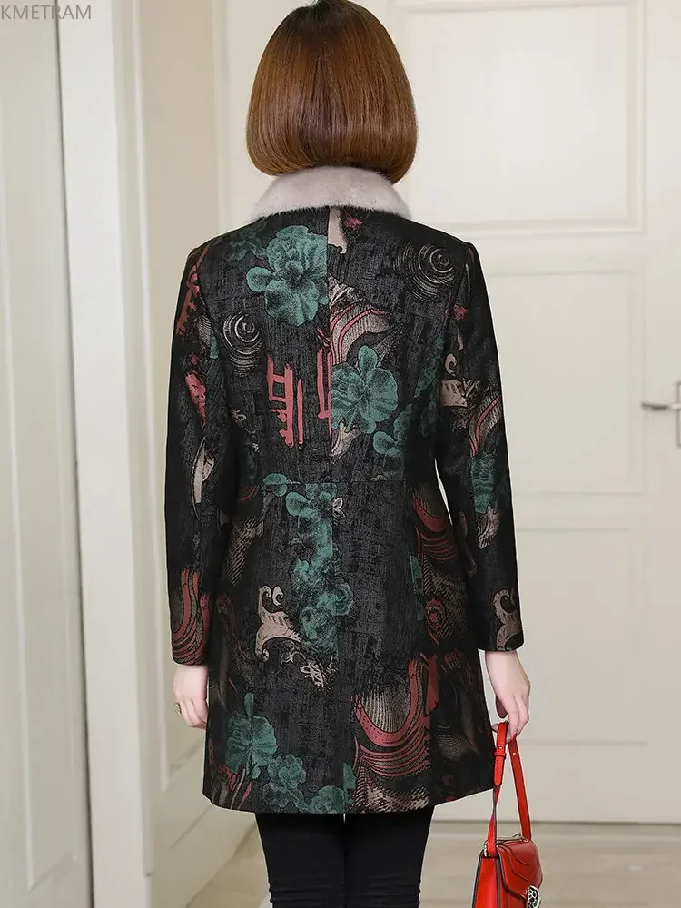 本物のシープスキンレザージャケット女性秋冬ミッドレングスダウンコートミンクの毛皮の襟スリムレザージャケット女性服