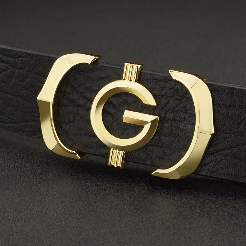 

G Letter Black Belt Men Fashion Personality Luxury Waist Strap Cowskin Genuine Leather Designer Ceinture Homme Casual Waistband