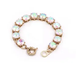 Fashion Jewelry Water Pink Crytal Dot Bracelet Rhinestone Chain Link Bracelets for Women