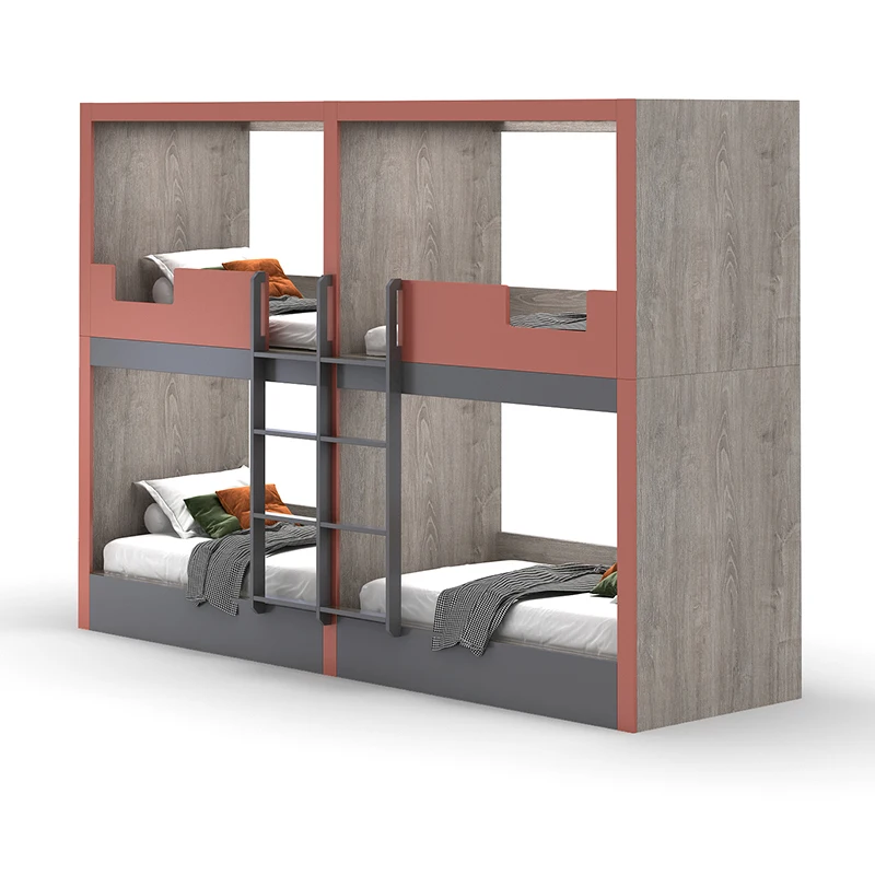 Modern hostel college student bunk bed wooden dormitory capsule bed double loft bed with slide