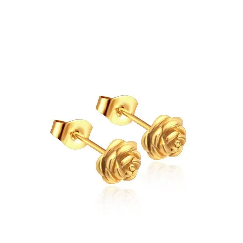 

Fashion 316L Stainless Steel Rose Plants Stud Earrings For Women Jewelry Gift