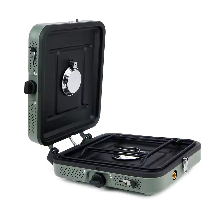 Novos fogões de acampamento portáteis ao ar livre alta potência de fogo dobrável fogão a gás 2 queimadores facilmente limpo para cozinhar piquenique