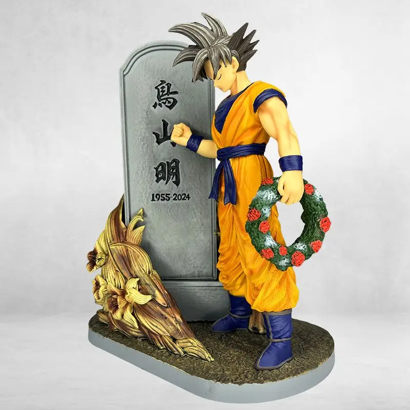 Dragon Ball Anime Figures Son Goku Toriyama Akira Mourning Tombstone Figure 23cm Statue Models Commemorat Gifts Doll Boy Toys