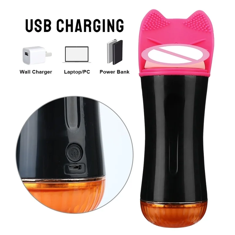 Automatic Sucking Masturbation Cup Real Vagina Massage Voice Interaction Heating Male Masturbator Vibrator Sex Toys Hands-free