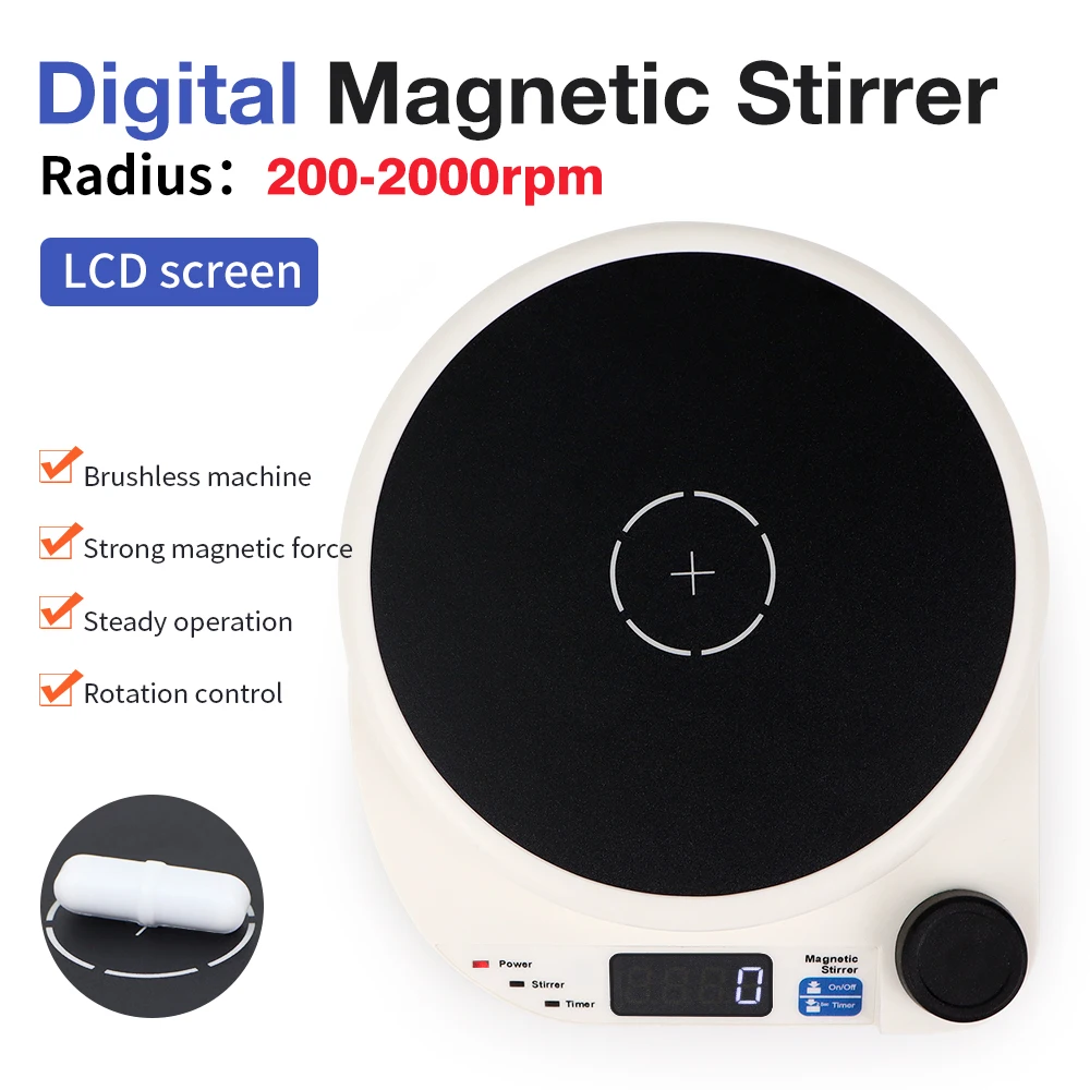 Mini Magnetic Stirrer Lab Equipment Magnetic Agitator Magnetic Mixer 110v - 220v With Stir Bar Timer function LED Display