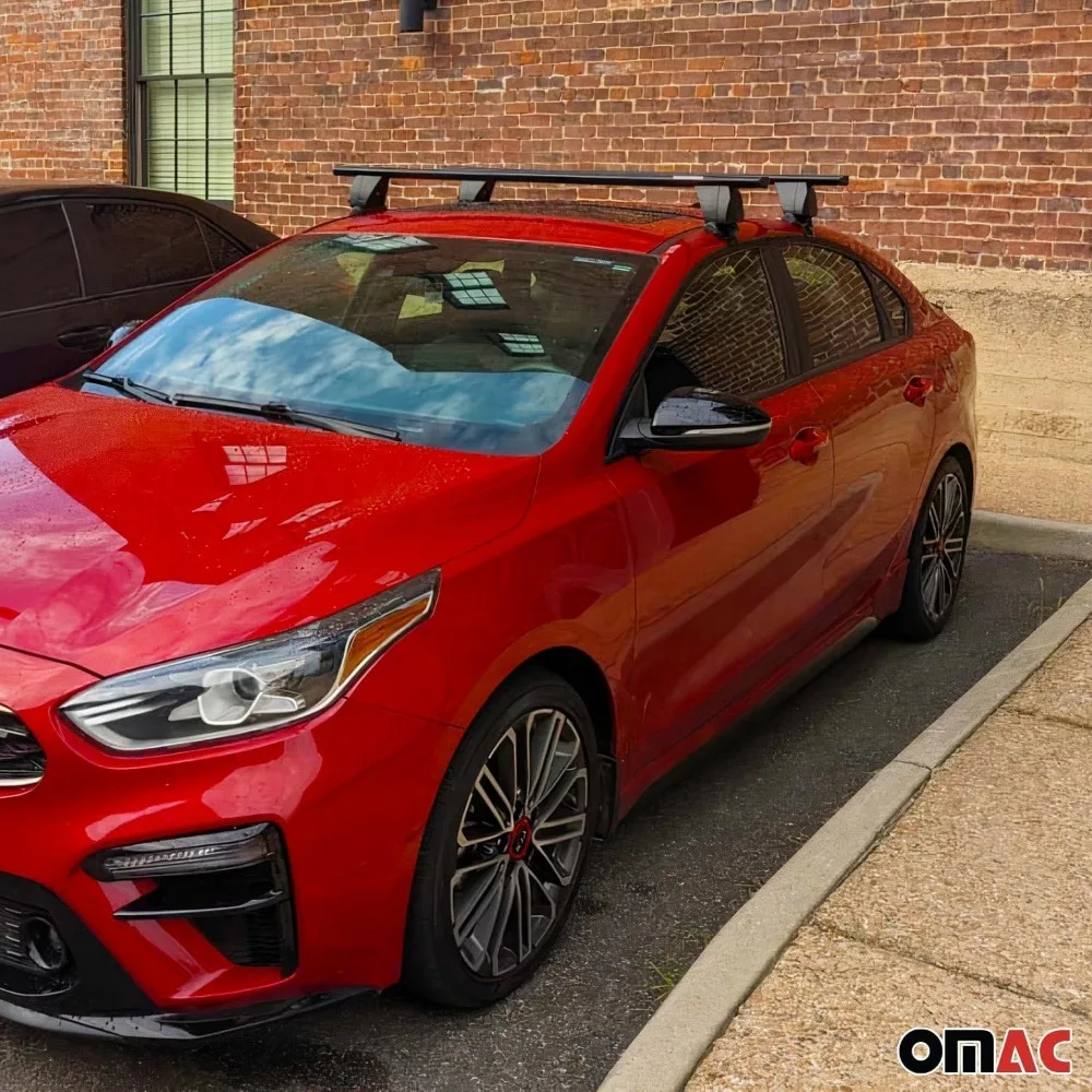 Top Roof Racks Crossบาร์เหมาะกับHyundai Accent 2018-2022 ซีดาน 2 ชิ้นอลูมิเนียมสีดําAnti-TheftสําหรับเดินทางเรือคายัคเรือแคนูSurfสกี