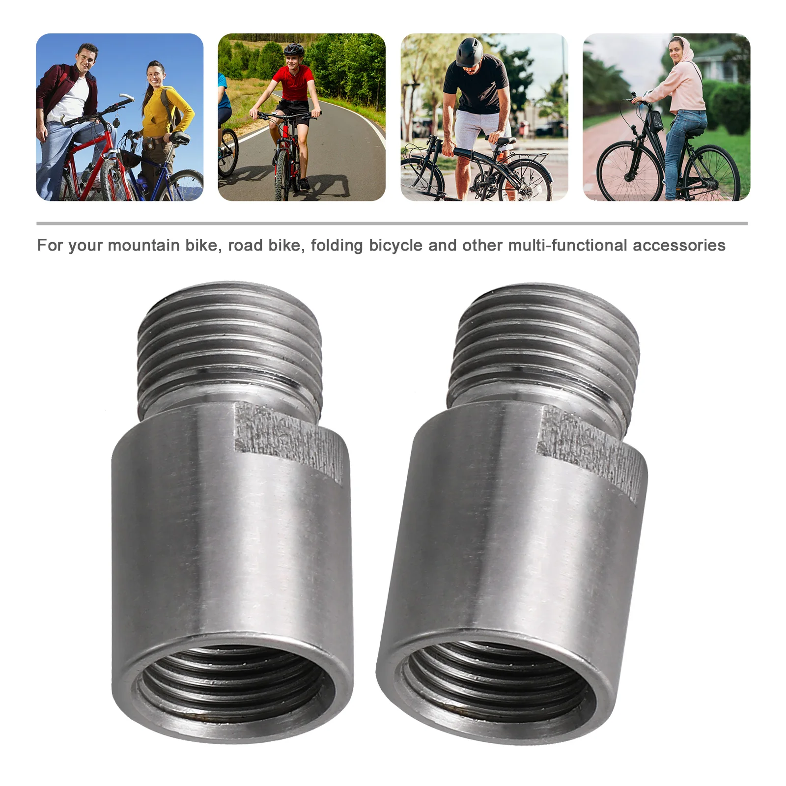 

1Pair Bike Pedal Spacer Extender Chrome Steel Pedal Adapter for Mountain Road Folding Protect Crank Thread Extend