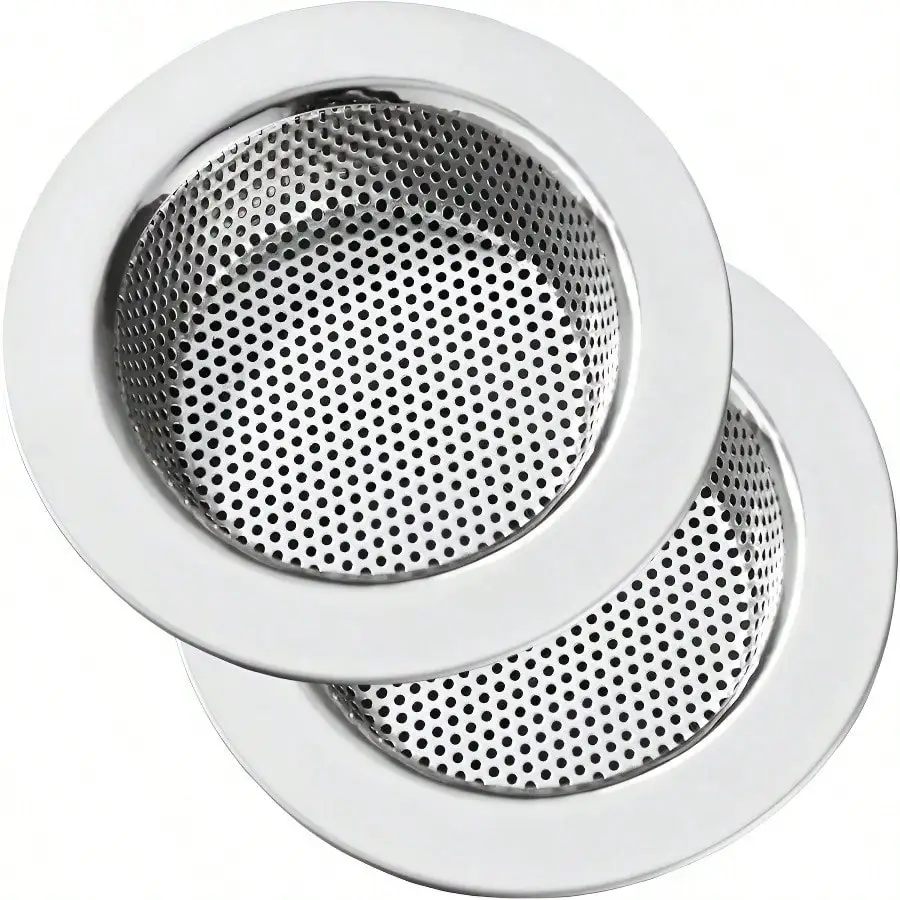 1/2/4PCS Rust-Proof Stainless Steel Kitchen Sink Strainer, 4.5 Inch Large Wide Rim Drain Filter, Anti-Clog Micro-Perforated Mesh Food Waste Catcher & Stopper, Durable Metal Basket For Vegetable Washing, Easy Clean & Universal Fit Standard Sinks