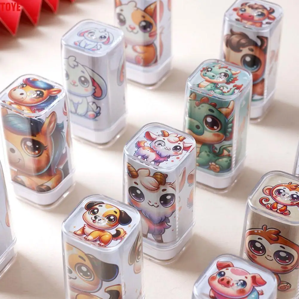 

Dragon Monkey Zodiac Stamps Hand Account DIY Painting Cute Animals Seal Stationery Journal Animals Figure Stamps Boys and Girls