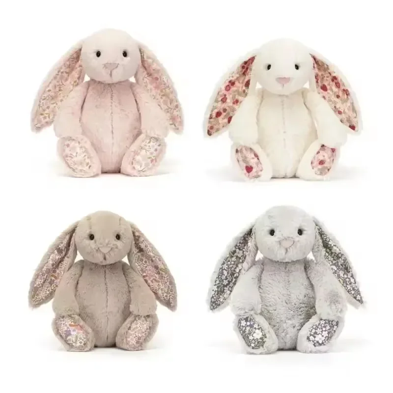 JC Bonnie Kaninchen-Plüschtier mit Blumenohren Kawaii Stoffpuppe Weiches Sofakissen Kindergeburtstagsgeschenk Zimmerdekoration