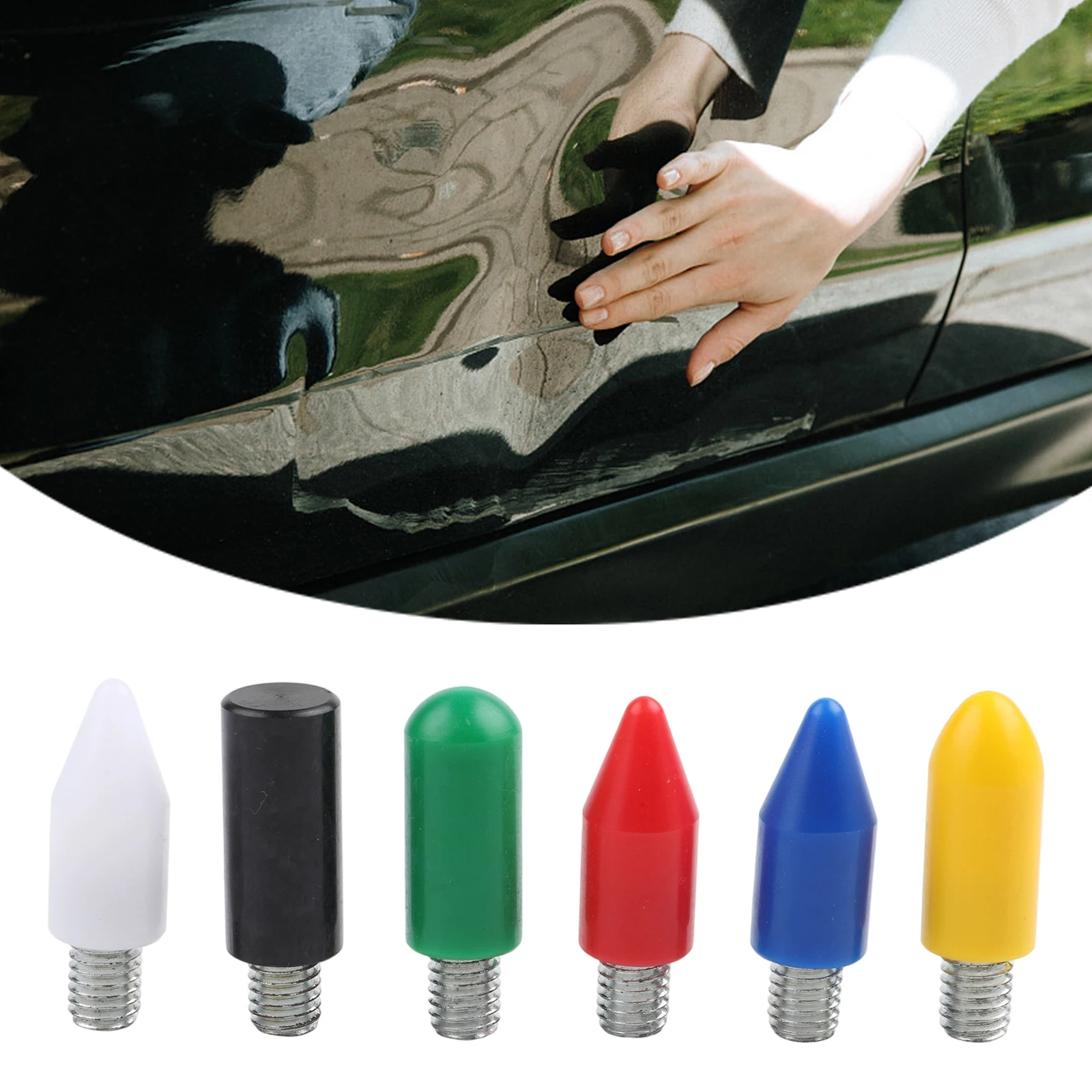 

6-Pack M8 Nylon Dent Repair Tips Plastic Flat Heads For Paintless Dent Removal Tools High Wear Resistance Replacement Set