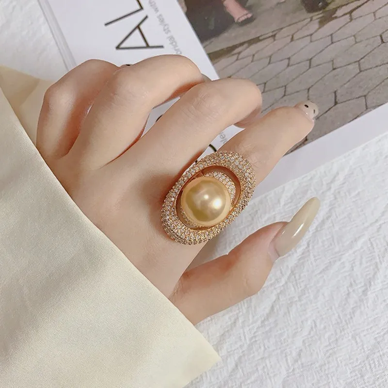 

High Grade Pearl 5A Zircon Diamonds Rings for Women 18K Gold Filled Silver 925 Luxury Cocktail Party Bands Fashion Celebrity