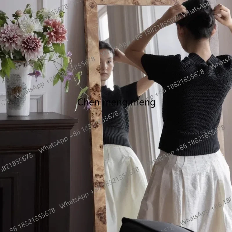 Nodule bark peach blossom core wood grain vertical full-length mirror cloakroom entrance dressing mirror can be hung on the wall