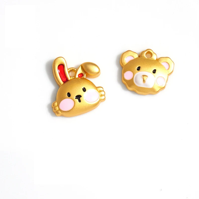 1pc Oil Drop Animal Charms Bunny Duck Pendants DIY Jewelry Making Necklace Bracelet Keychain Earrings Hair Accessory Wholesale