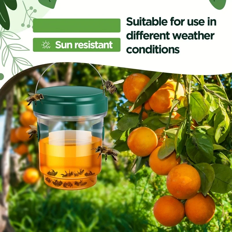 1pc Outdoor Hanging Bee Catcher Reusable Wasp Insect Traps For Fruit Tree Insect Repellent Protection Gardening Accessories