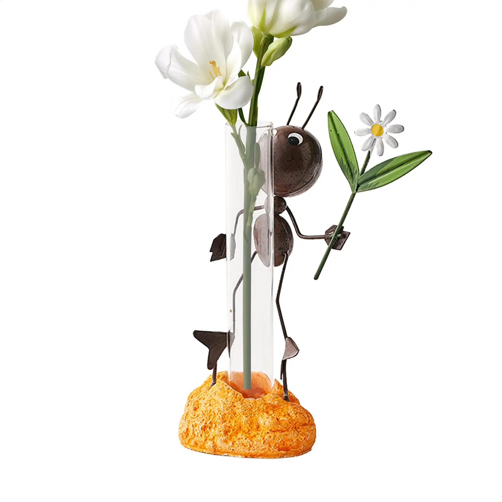 

Yard Ornaments Ants Figurine With Hydroponics Container Metal Ants Garden Sculptures For Yard Flower Beds Terrace Balcony