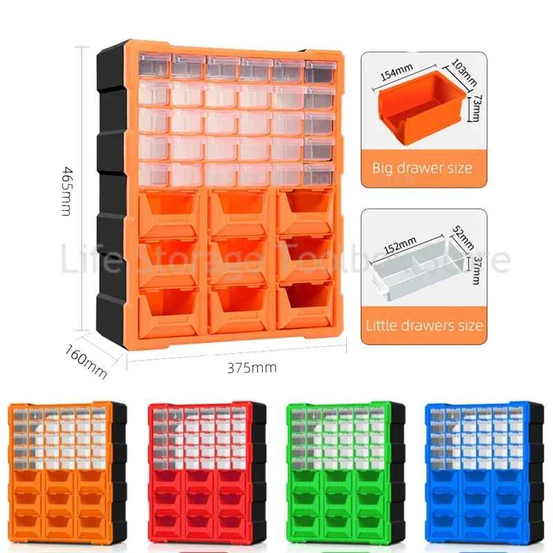 Multi-grid Drawer Type Tool Box Plastic Tool Box Hardware Storage Toolbox Wall Hanging Building Screw Parts Tool Box Organizer